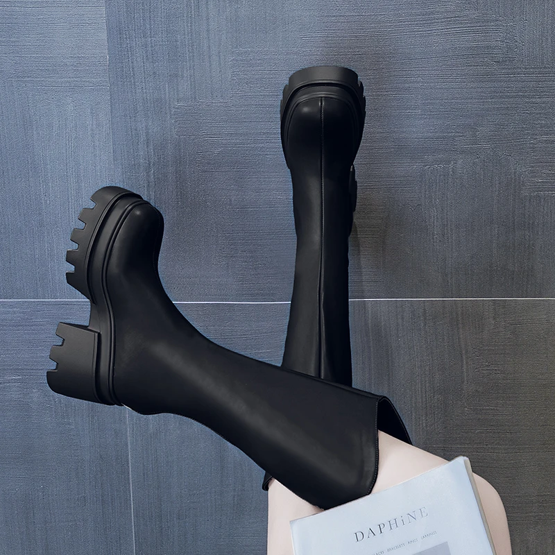 9cm增高不过膝长靴厚底长筒靴2025年春秋季高筒骑士靴百搭0613-1