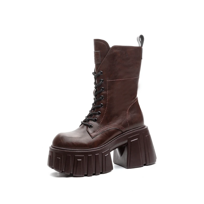 增高10cm马丁靴女鞋2024舒适新款小个子厚底短靴复古百搭XG0807-1