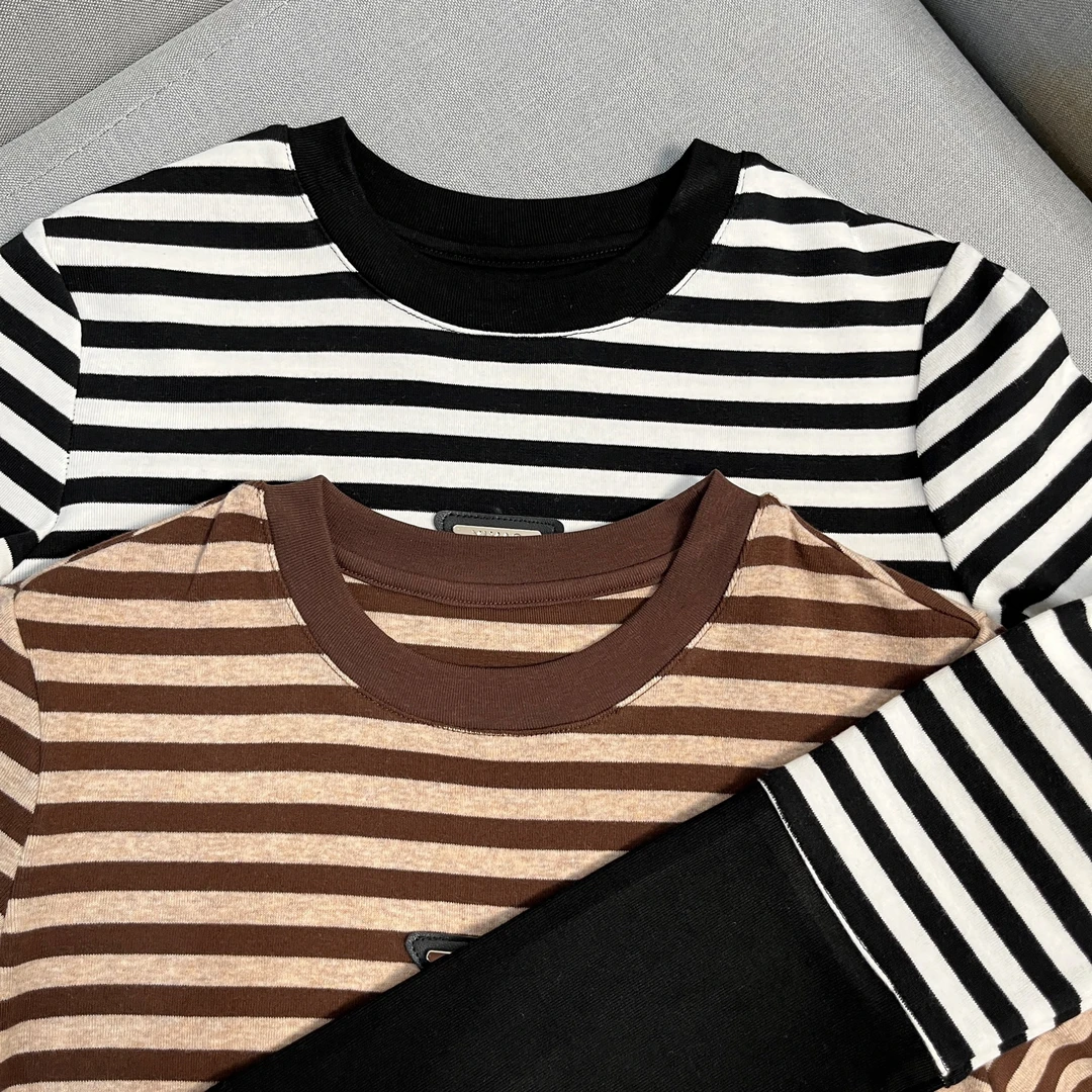 【百恒】2023 新款百搭T恤简约显瘦长袖上衣YM9023