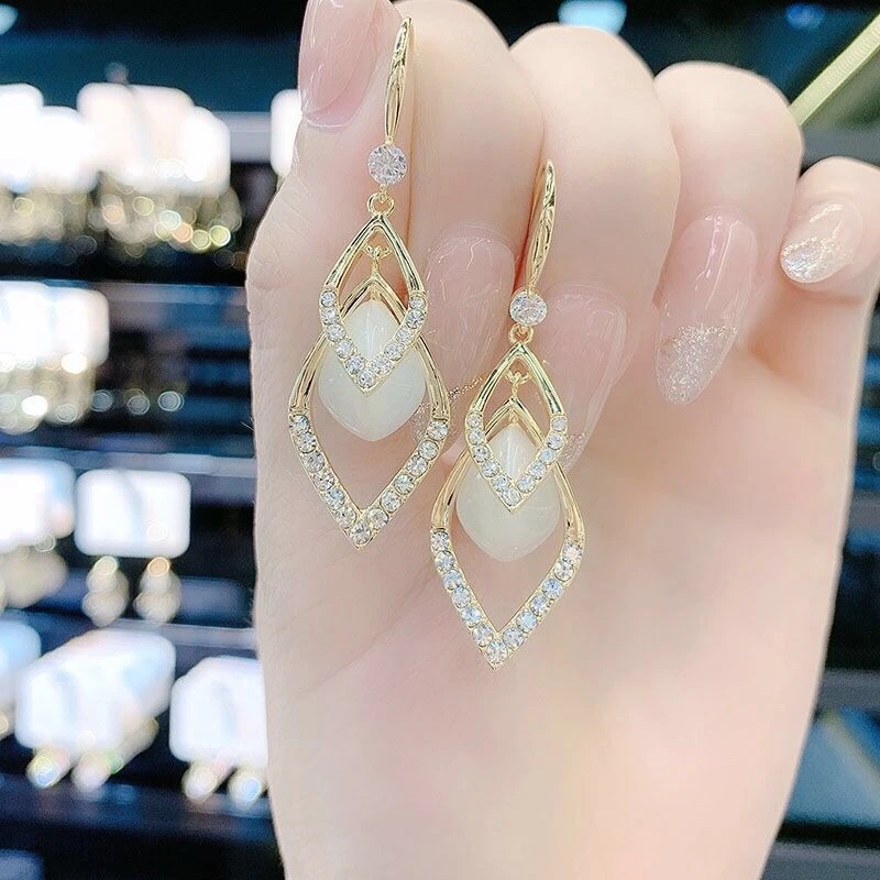 铜合金耳饰 高级感网红潮气质长款几何耳坠超仙设计感耳饰耳钩女