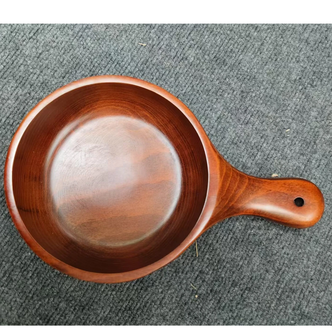 日式相思木碗儿童家用宝宝婴儿复古实木小饭碗木手柄碗