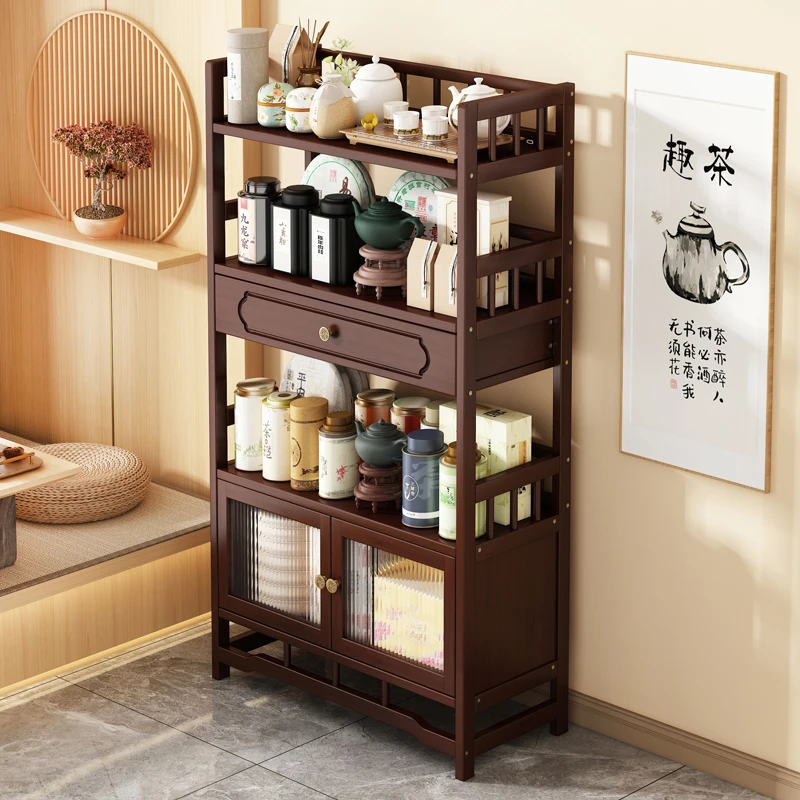 茶架子置物架博古架小型茶水柜办公室茶桌茶叶架展示柜茶台茶具架