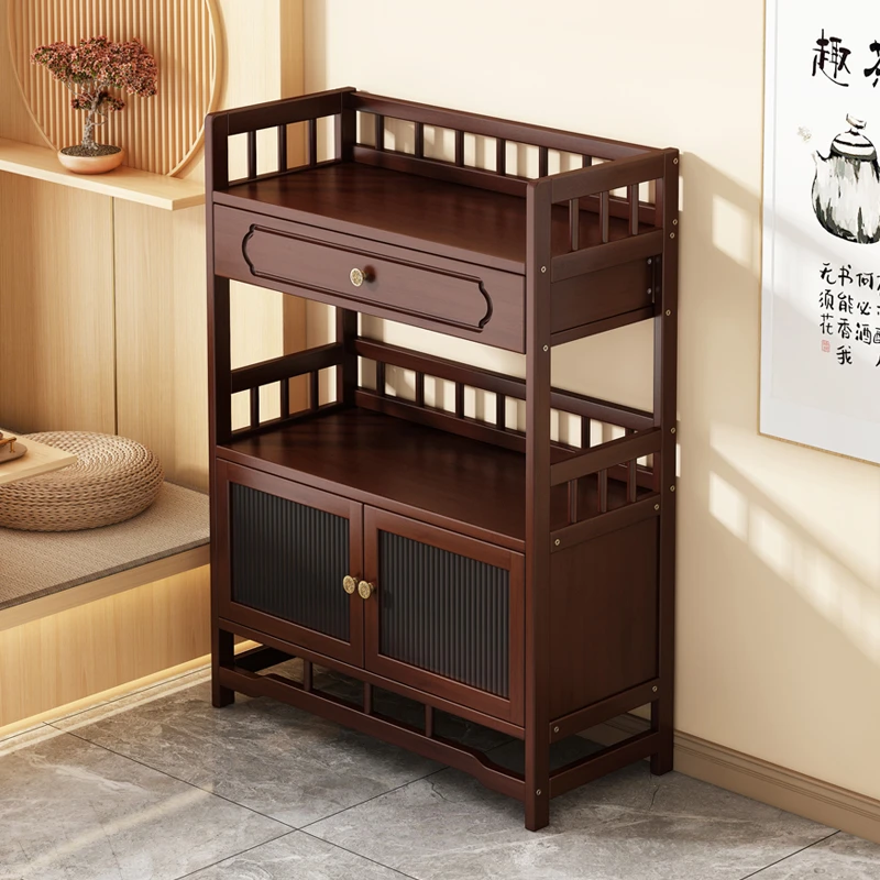 茶柜置物架茶水柜办公室博古架小型茶桌边茶叶架展示柜茶具收纳柜