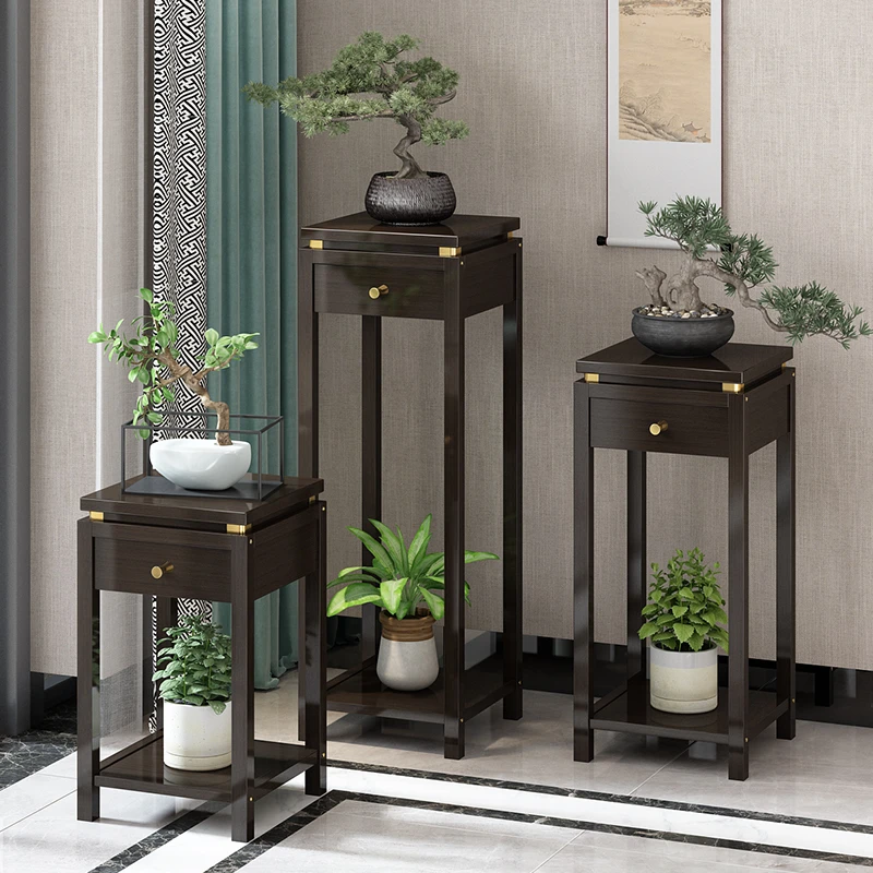 中式花架阳台花架置物架老楠竹花架子花盆架客厅落地式简易花台架