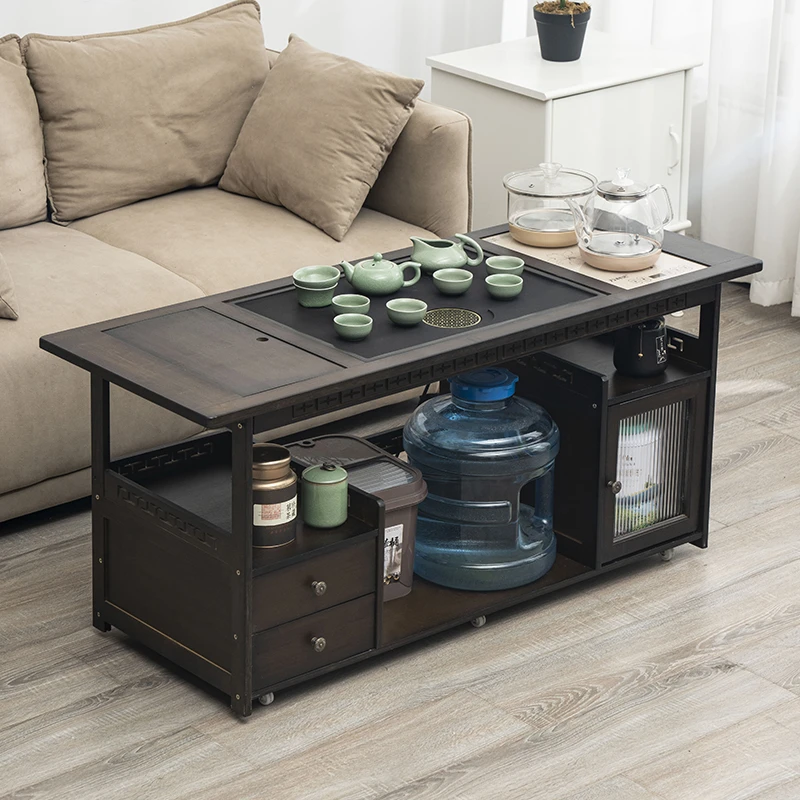 茶车移动茶台简约家用茶水柜楠竹小茶桌沙发边茶几茶具茶盘功夫茶