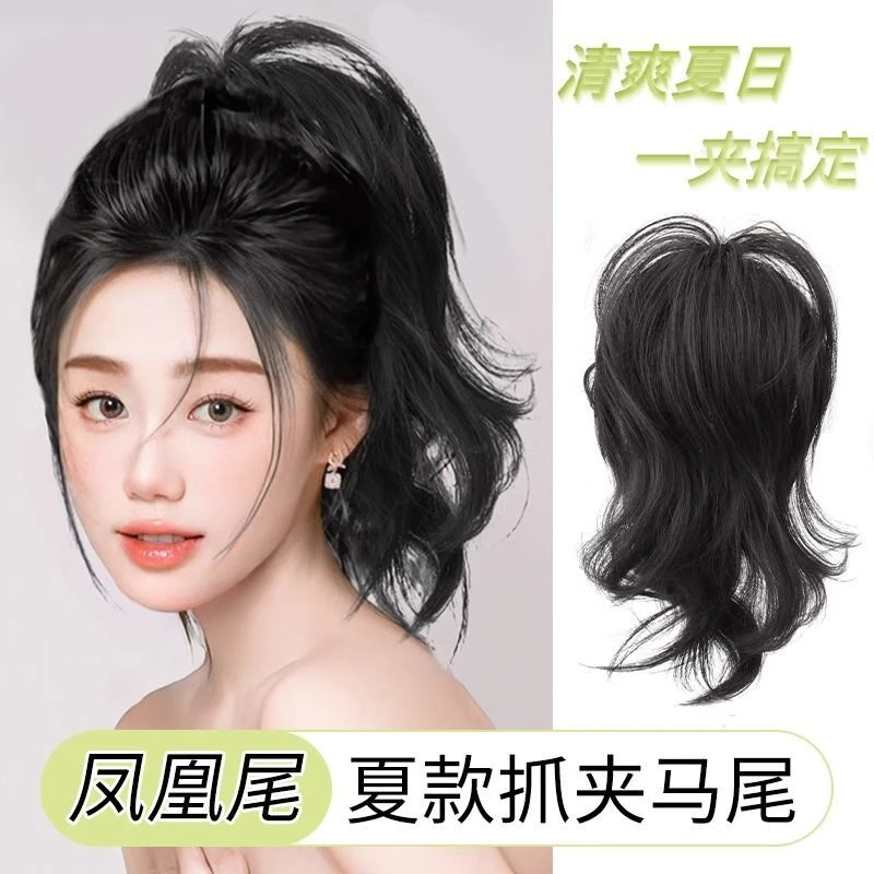 鸡窝头假发抓夹款仿真发高马尾假发女短发蓬松自然复古凤凰尾抓夹