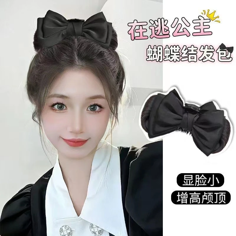 假发丸子头女在逃公主蝴蝶结抓夹发包自然隐形高颅顶假发发包