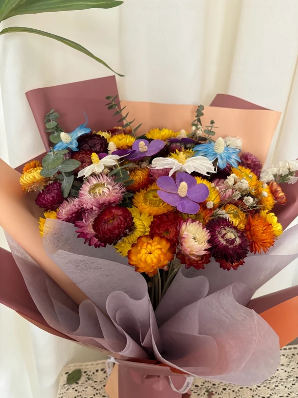 太阳花干花花束云南直发50支一束，送人包装花束