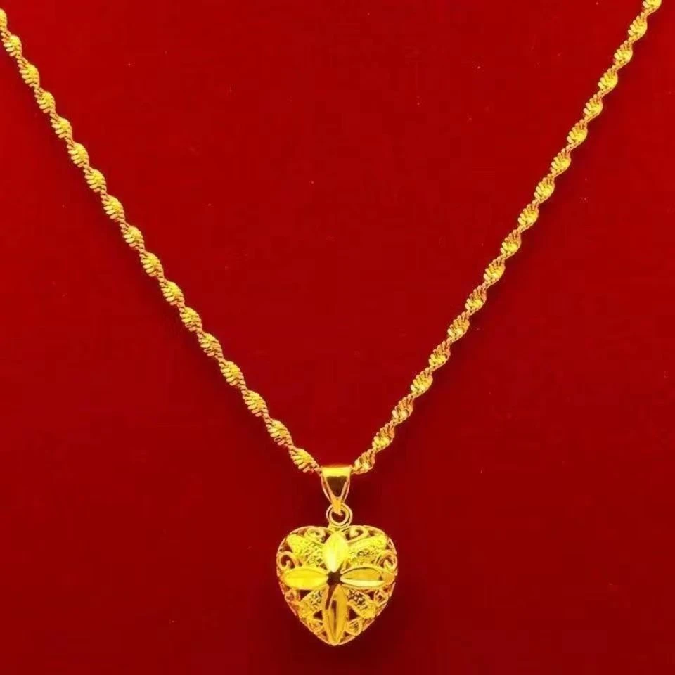 合金吊坠 万人抢金色项链女款幸福甜美爱心项链久不掉色送闺蜜礼