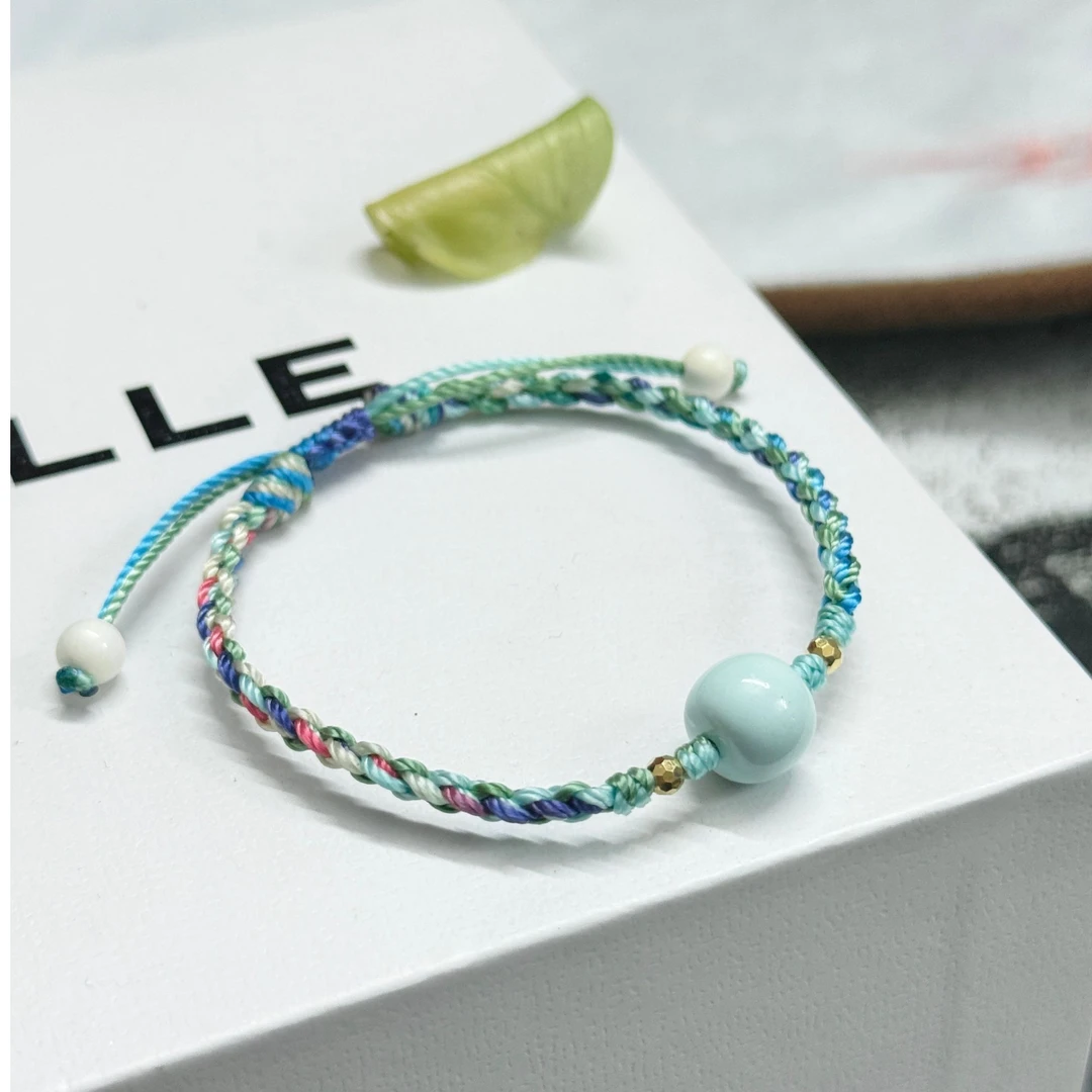 扎西森格18K绿松手绳（拉萨直发9mm+多样发）绿松石原矿DU241123016