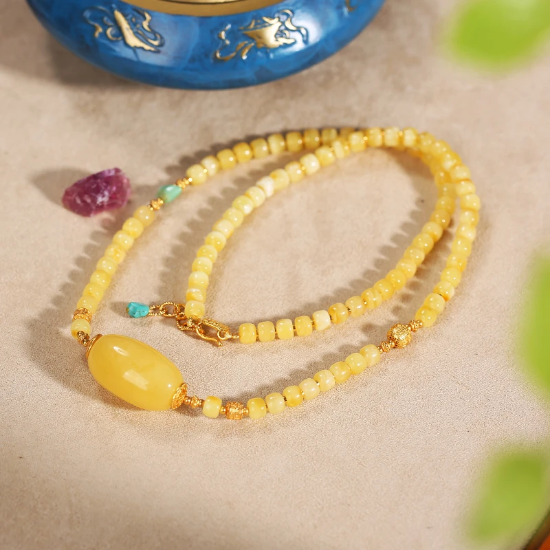 蜜蜡桶珠项链（拉萨直发）DU240909005