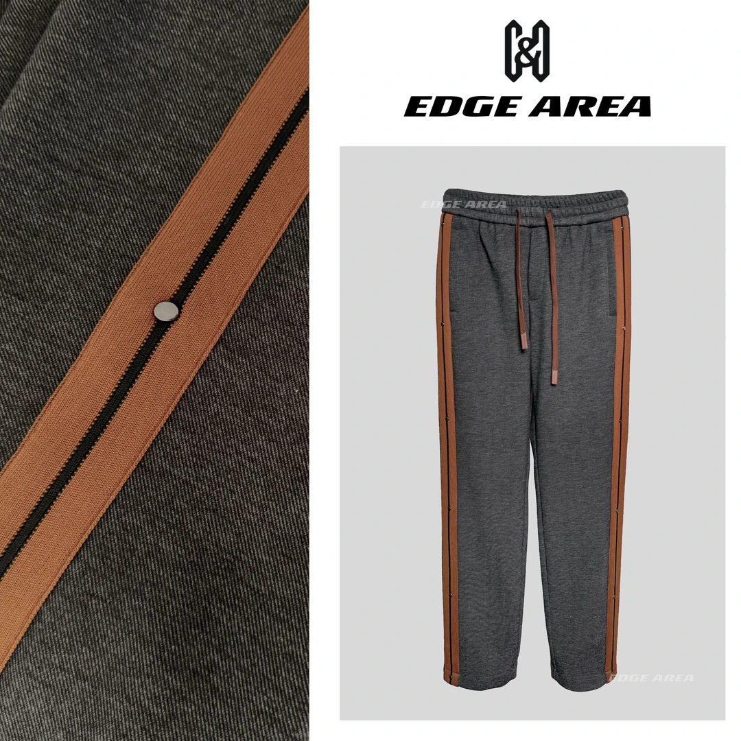 【CHY】秋冬厚款提花高奢羊毛针织阔腿裤男高腰松紧直筒裤680