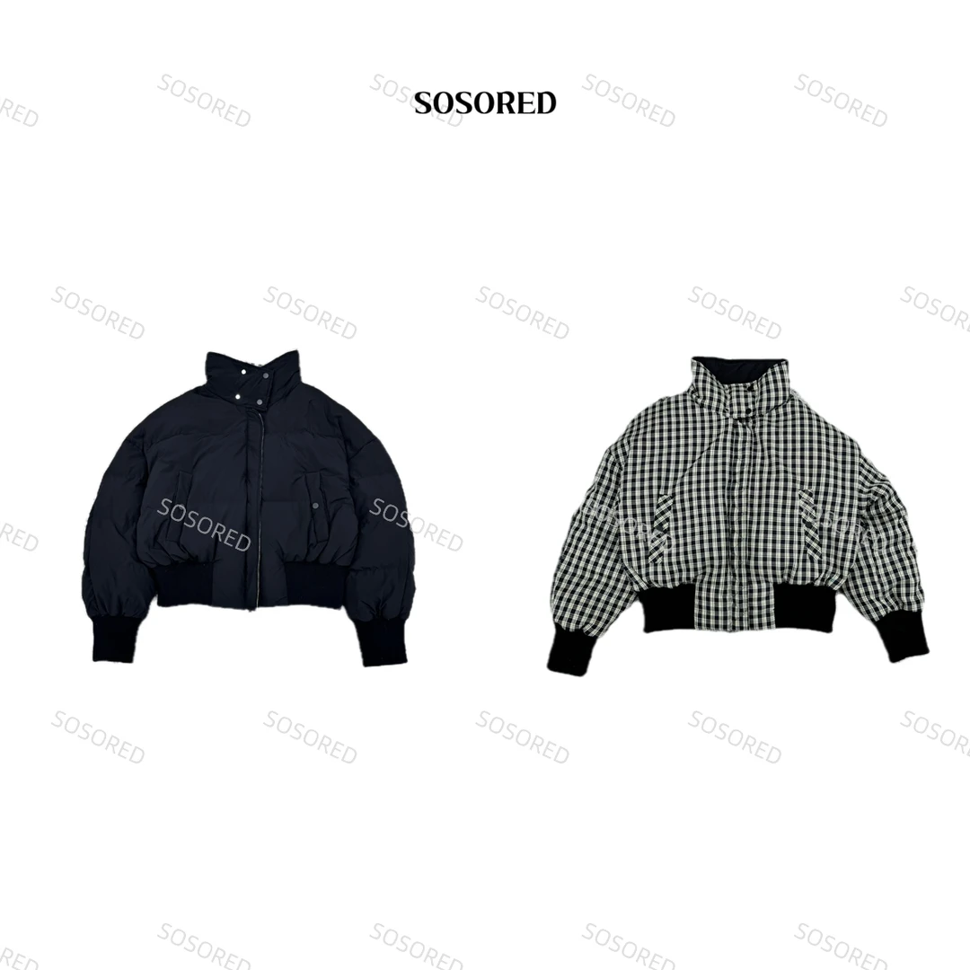 SOSORED 双面格子羽绒服