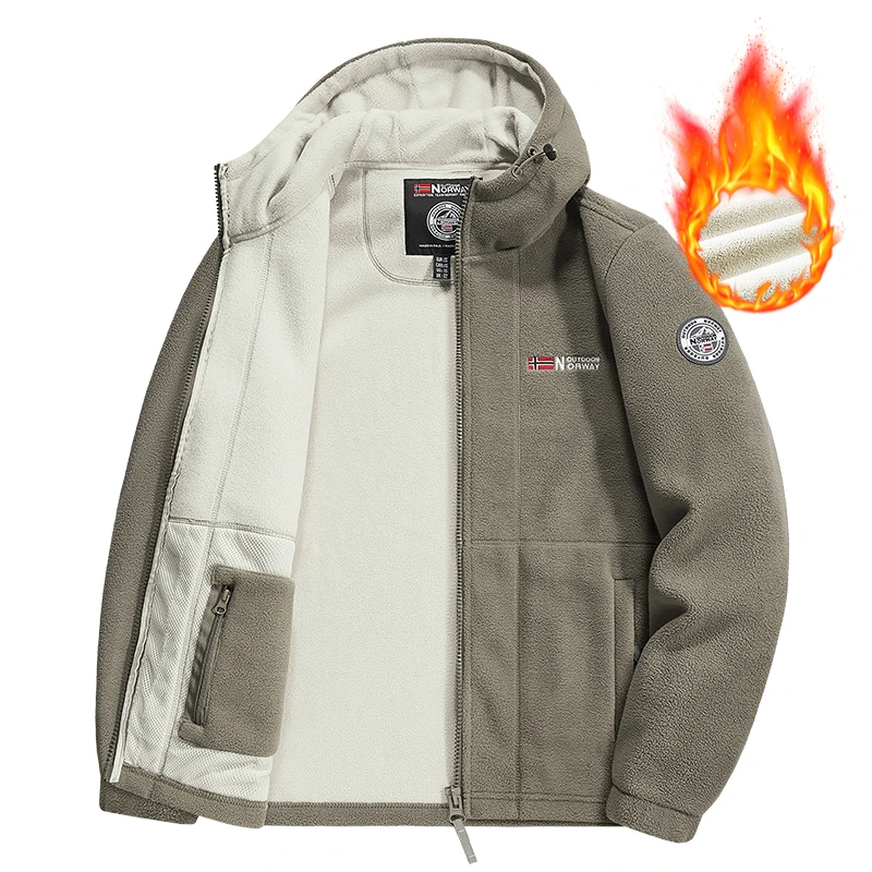 连帽加绒加厚加厚摇粒绒外套男户外防风抗寒加绒卫衣保暖抓绒衣