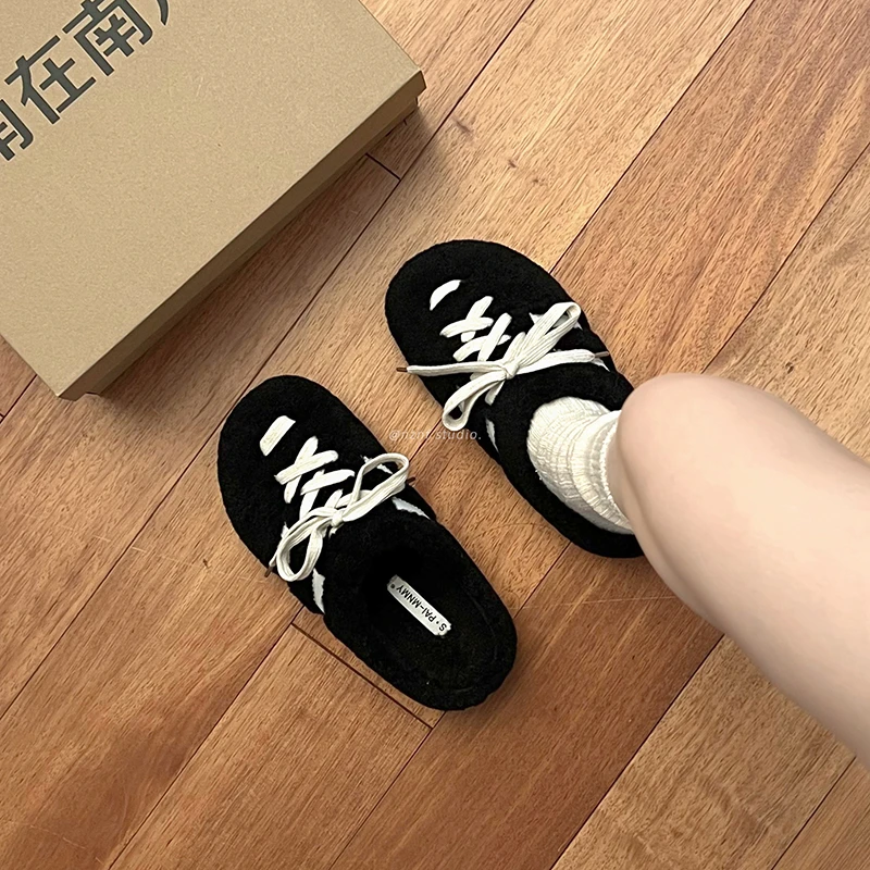 网红超火厚底毛毛拖鞋女2025新款秋冬外穿防滑软底增高包头棉拖鞋