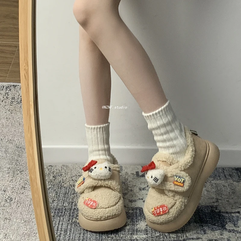 南在南方可爱防滑保暖厚底雪地靴女款冬季2023新款加绒加厚棉鞋子