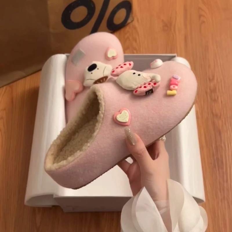 南在南方可爱平底毛毛拖鞋女外穿2025新款冬季加绒保暖防滑包头拖