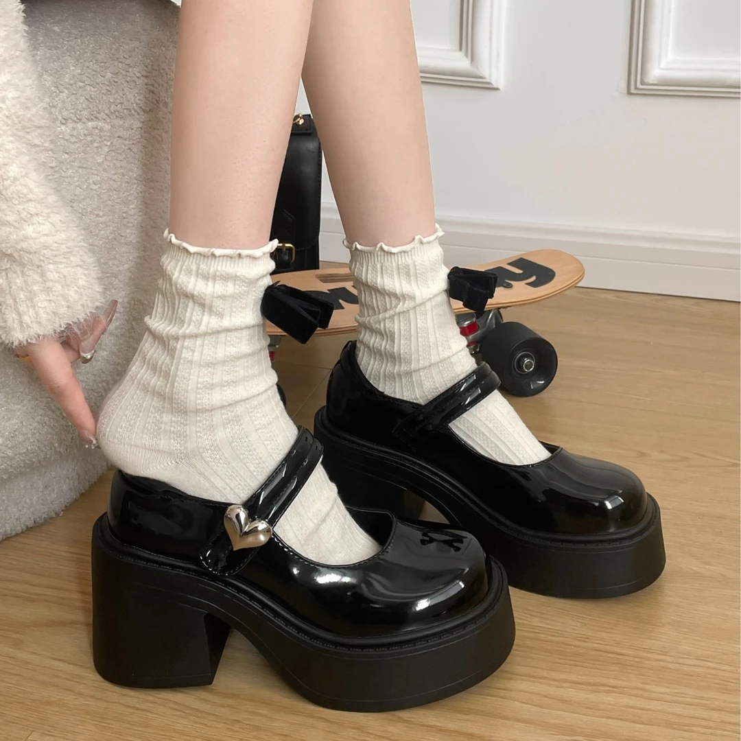 南在南方圆头百搭厚底小皮鞋女配裙子2025新款法式玛丽珍浅口单鞋