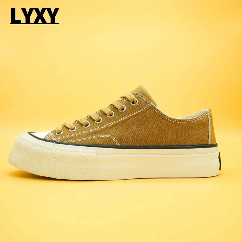 LYXY02大码牛皮内里帆布鞋清仓43-45码厚底增高棕色帆布鞋