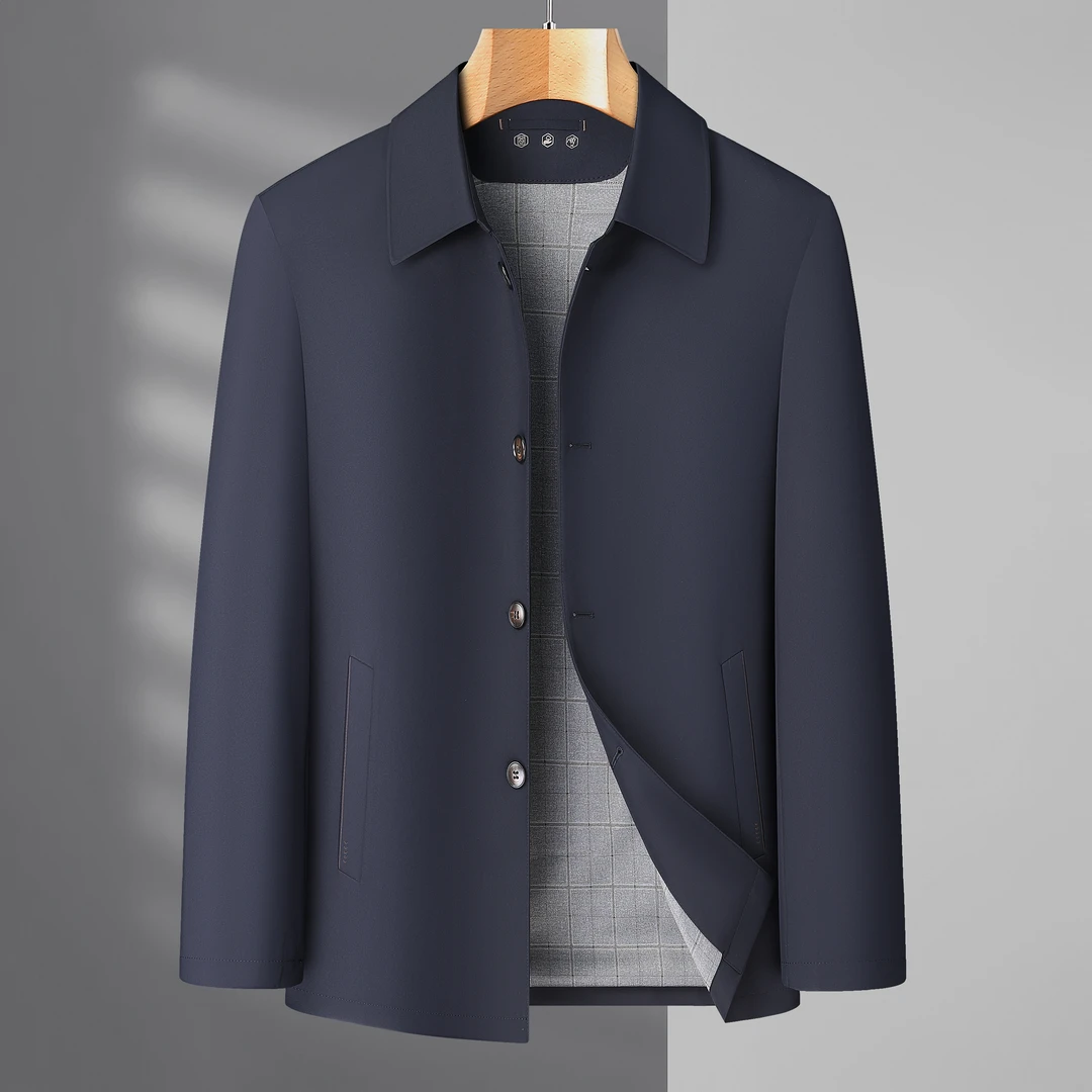 外套男士男装休闲商务翻领单排扣上衣纯色春秋季高档时尚宽松