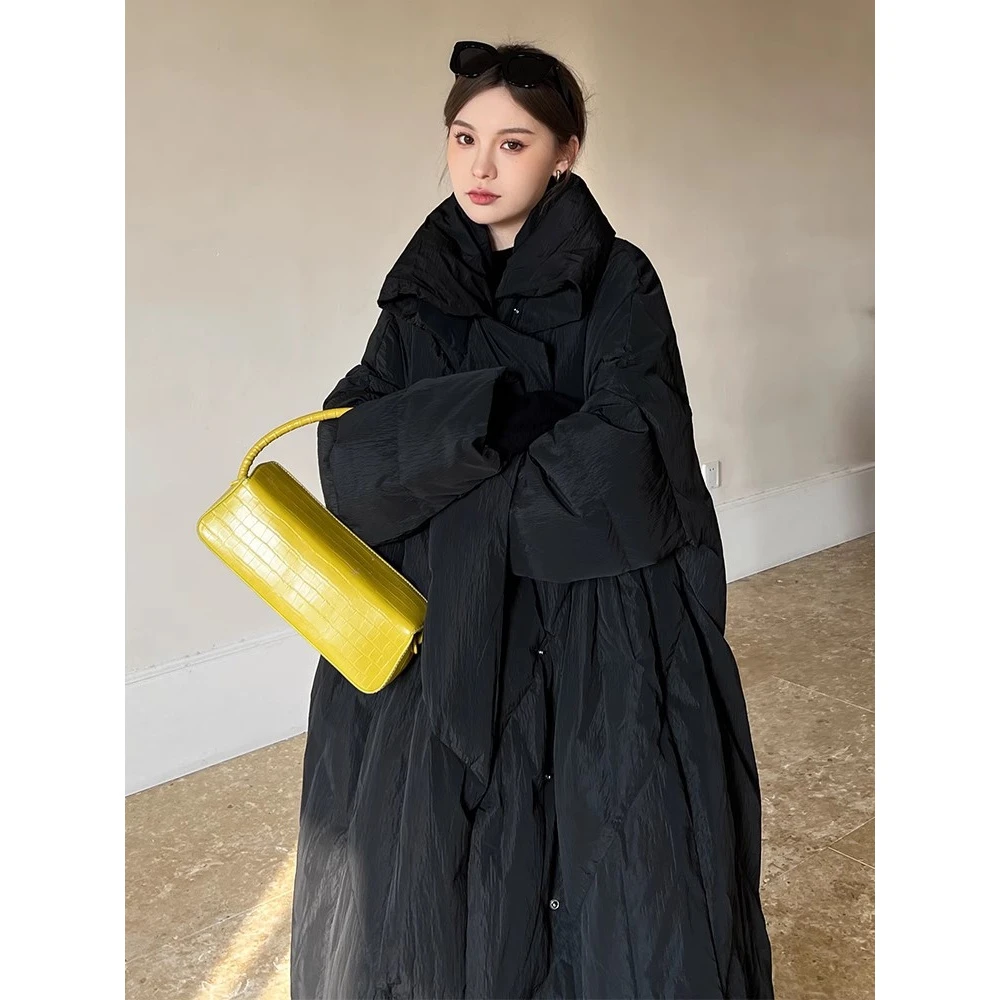 HG保命小火炉立领大鹅廓形棉服女长款冬季外套高端棉服韩版棉衣