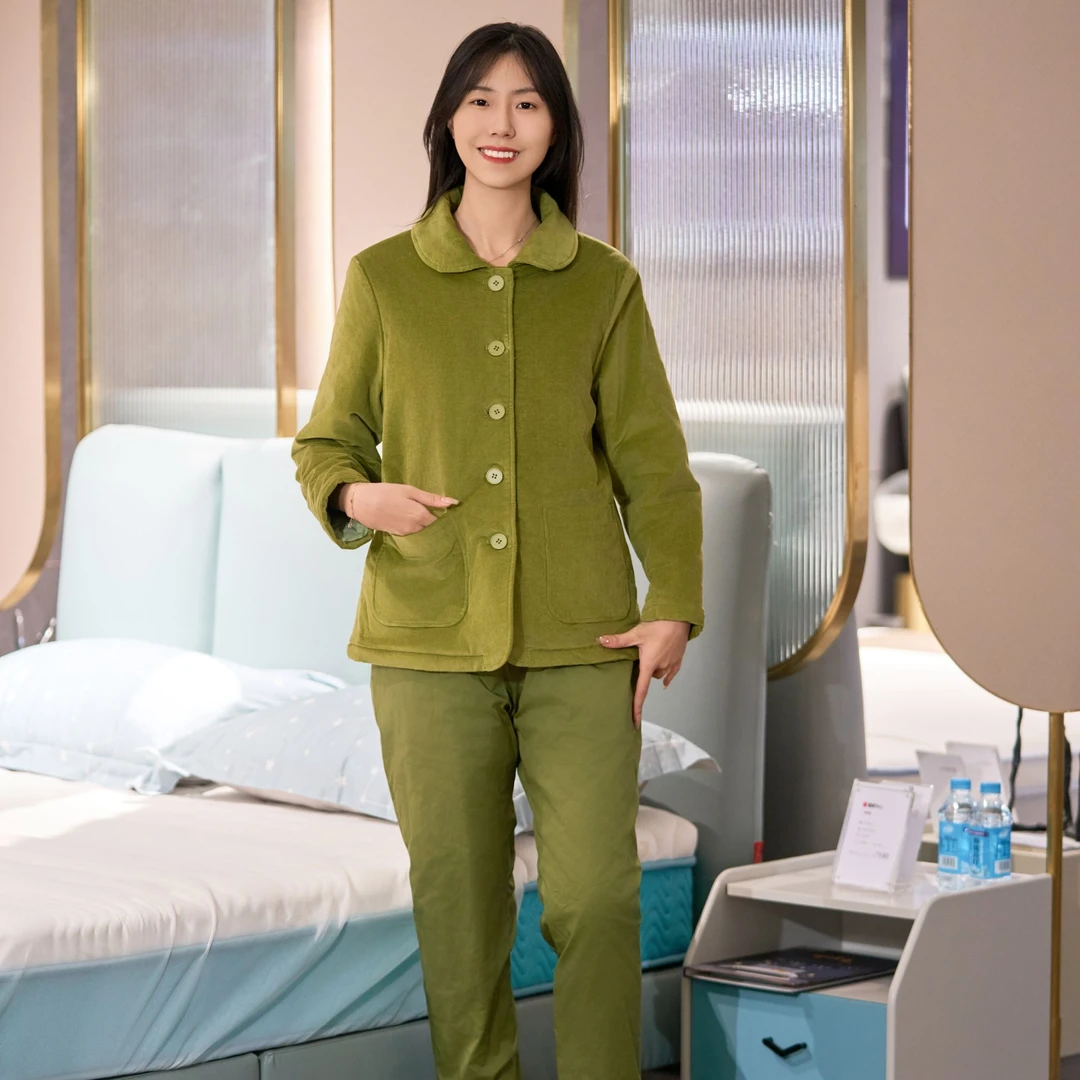 秋冬季宽松保暖防寒加绒翻领抗菌除臭增强人体免疫力家居服