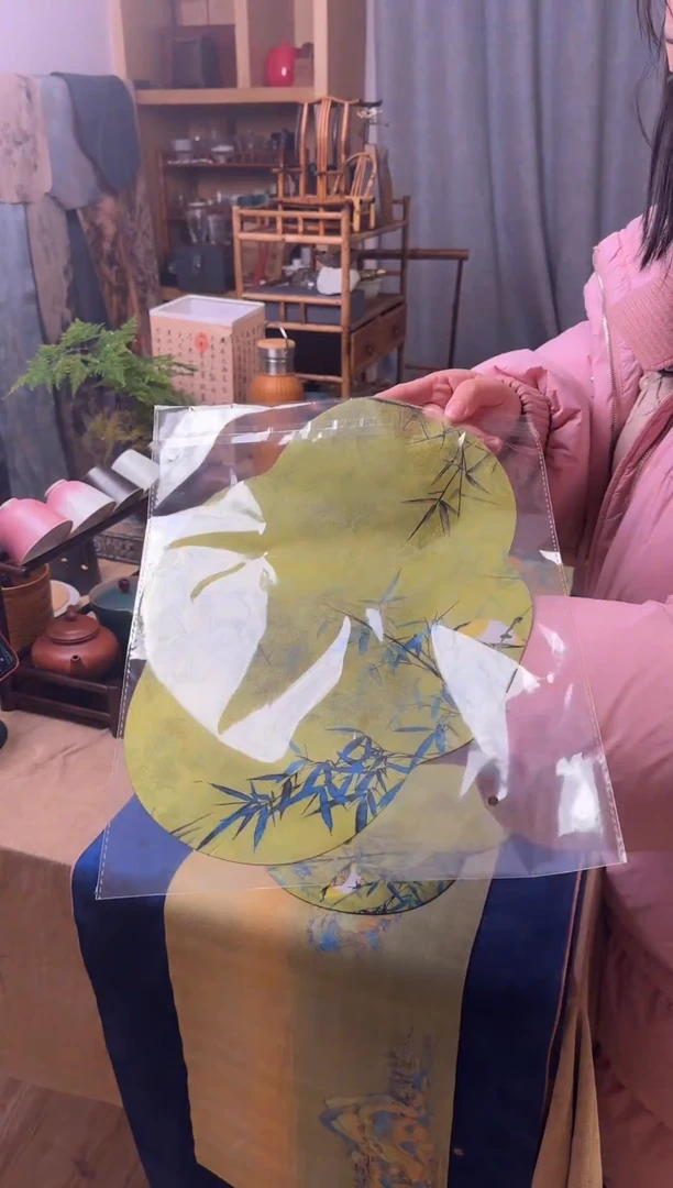 【闪购商品】香云纱25*35海棠花型翠竹