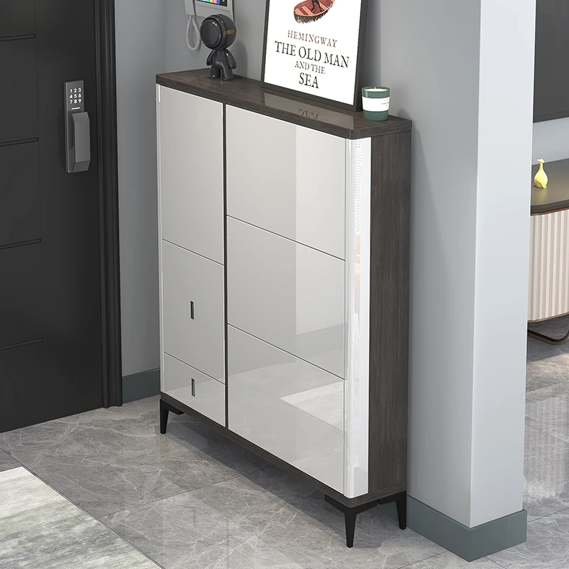 现代简约超薄翻斗式鞋柜门口家用17cm小户型新款烤漆省空间置物柜