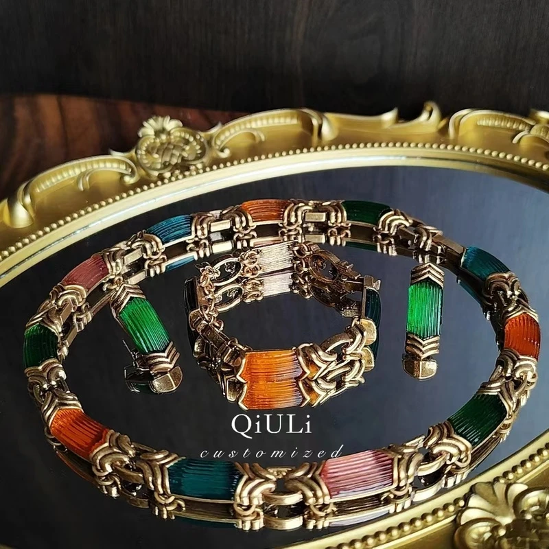 合金琉璃手链 QIU LI · 糖果色拼接项链手链 1h4408