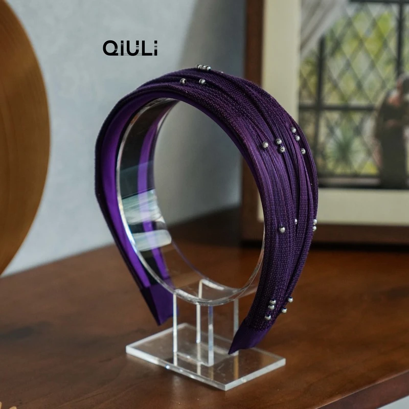 QIU LI· 法式编织工艺手工金丝草带珠珠发箍 1c926