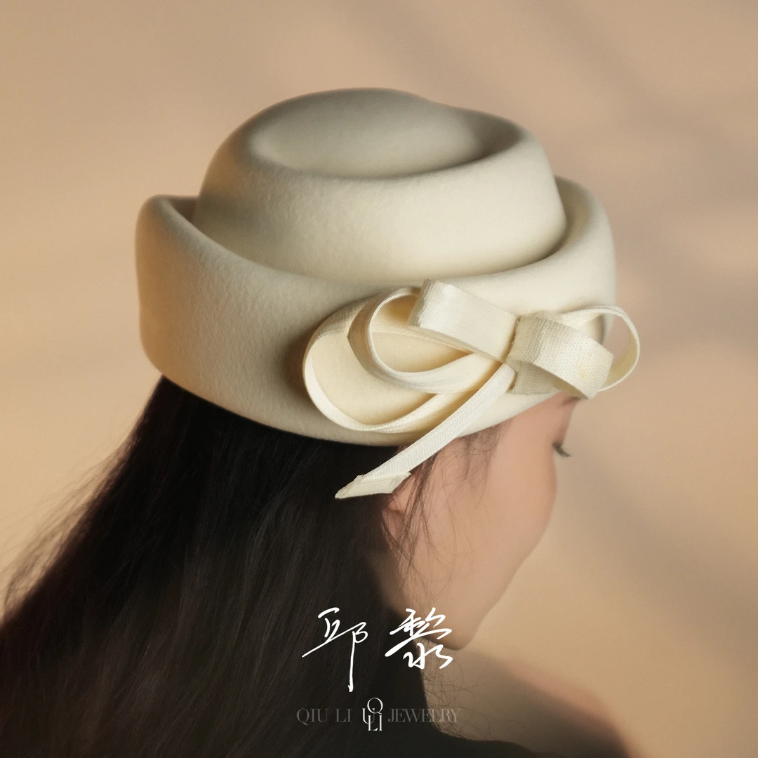 秋冬新款双模羊毛金丝草织带毡帽.  1d1866