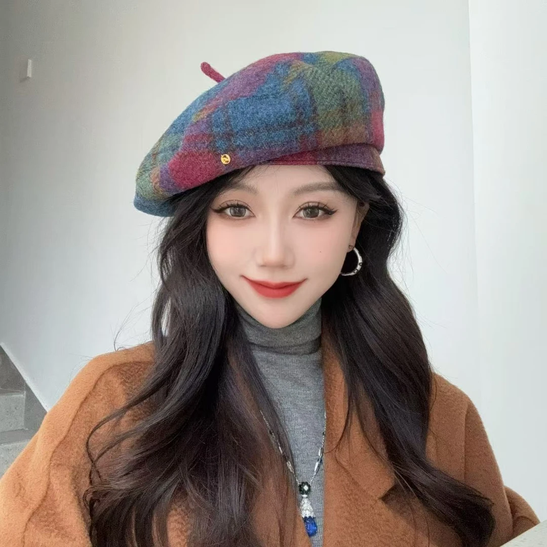 QIU LI・【Harris Tweed】秋冬温柔哈里斯格纹羊毛贝雷帽 1d2184