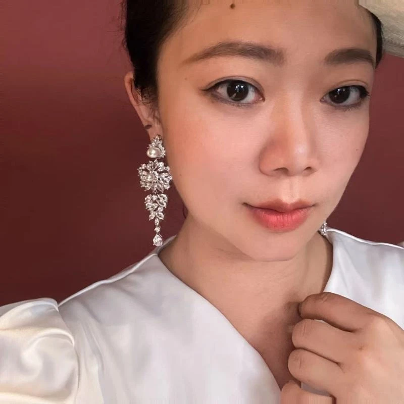 合金耳饰 QIU LI・仙女气质风水滴花朵耳钉 1h821