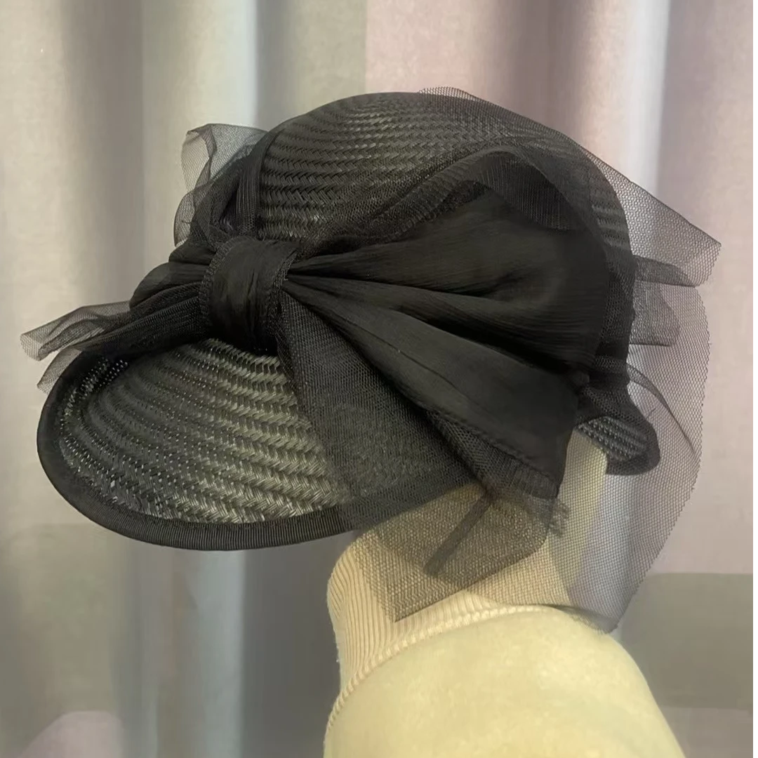 三分！发饰平顶织带金丝草草帽1d2004