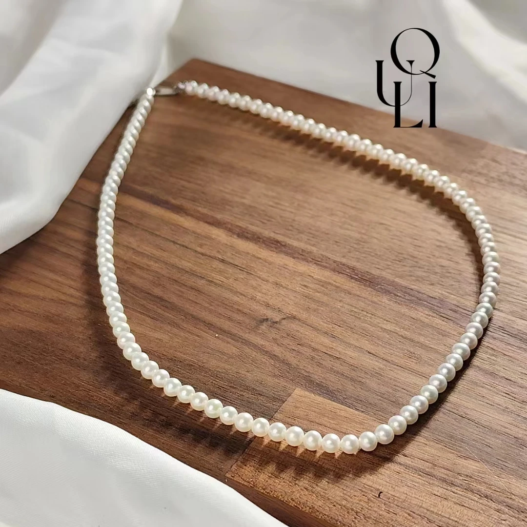 邱黎 ·「淡水珍珠」正圆小米珍珠项链4-5mm  1h4005B