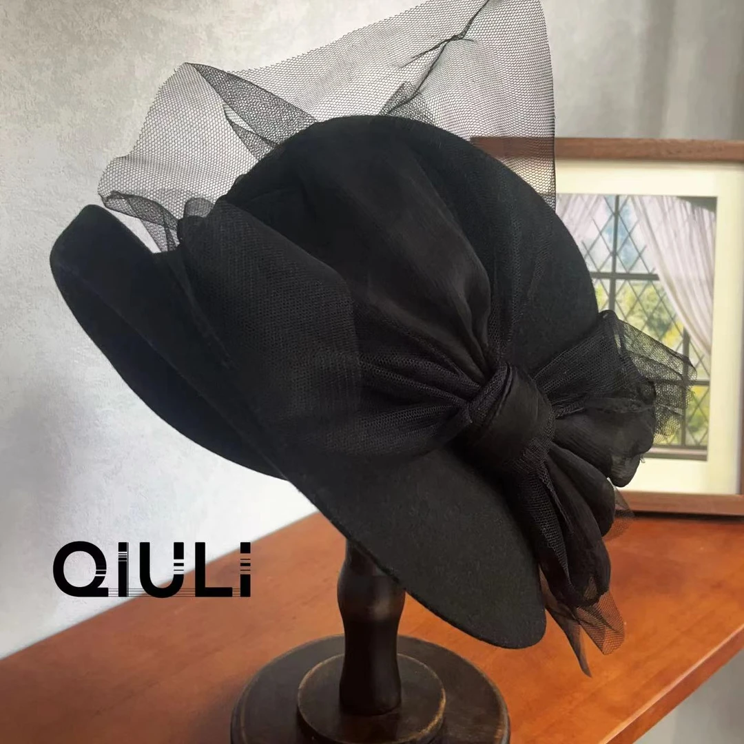 大蝴蝶结网纱礼帽 美美451