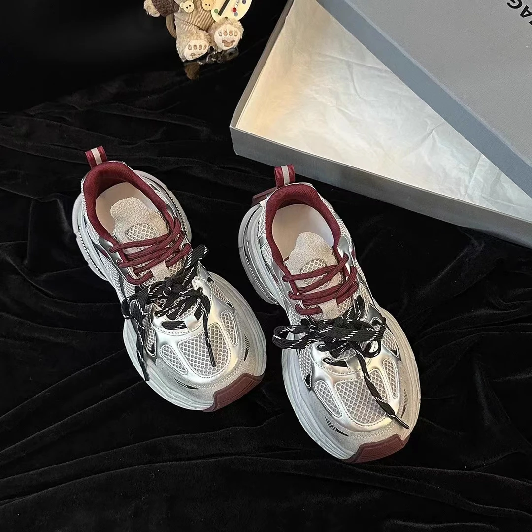 sanyelan双鞋带老爹鞋女秋季新款轻便百搭运动鞋