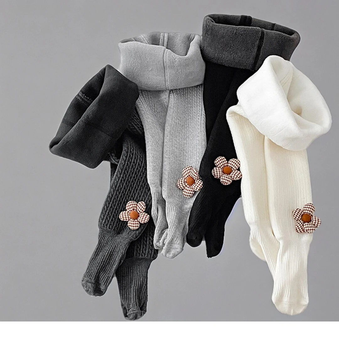 女童加绒连裤袜加厚儿童内搭裤冬季外穿婴儿可开档小童保暖裤子