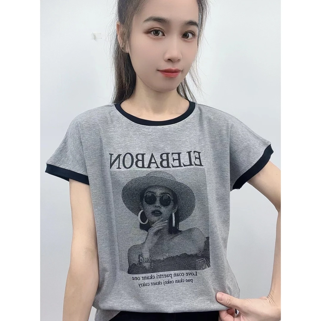 2024年新款潮流女装百搭休闲时尚爆款显瘦圆领宽松短袖t恤-ZT7749