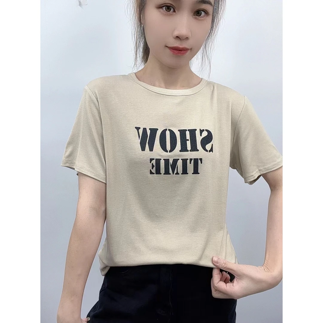 2024年新款潮流女装百搭休闲时尚爆款显瘦圆领宽松短袖t恤-ZT7502