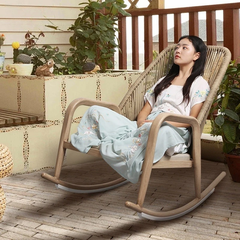 户外摇椅躺椅家用大人沙发椅子阳台室内休闲藤椅逍遥椅网红摇摇椅