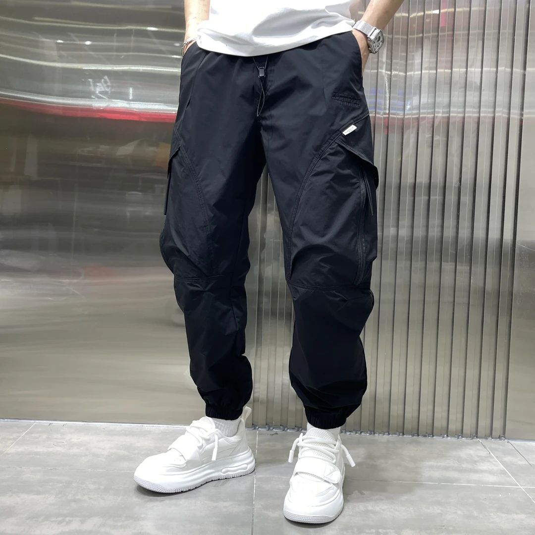 美式弯刀工装休闲裤男百搭E格服饰夏季薄款热天冰丝裤子工地2024