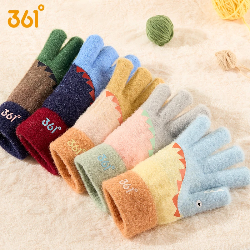 361°儿童保暖手套3-16岁新男女童秋冬季毛线加厚防风保暖五指手套