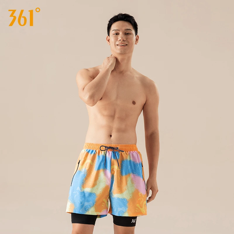 361°泳裤男士2025新款双层防尴尬宽松大码泳衣专业泡温泉游泳装备