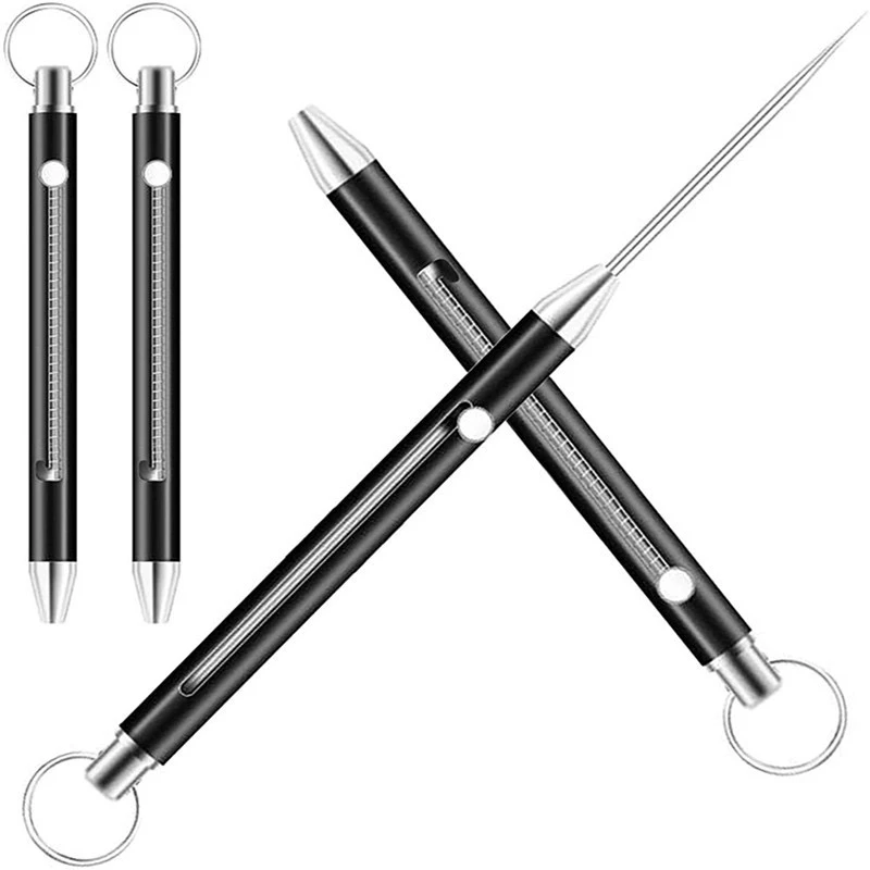 高档弹簧牙签伸缩多功能合金一体化水果签便携防身拆快递