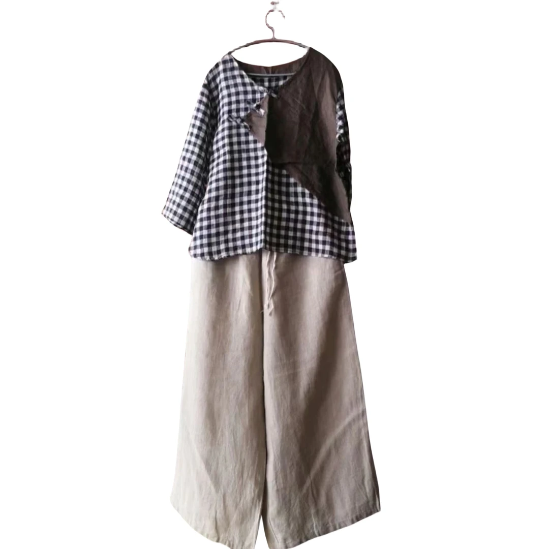 （非主图）棉麻系列直播间孤品手工棉麻阔腿裤