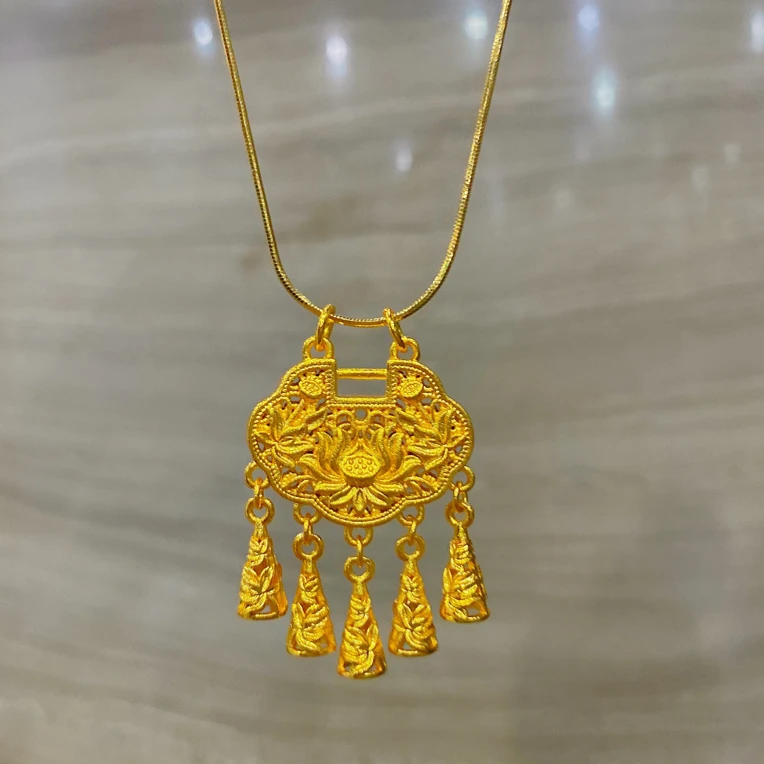 新中式国潮风【双扣莲花锁项坠】