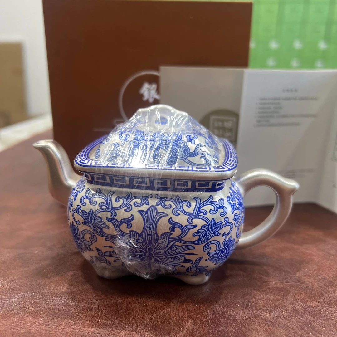 德泉陶瓷@@X725-纯手工缠 枝莲四方壶