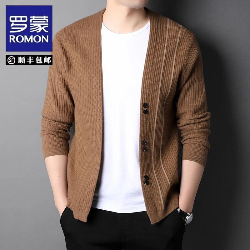 Romon/罗蒙男士针织开衫商务秋季新款中青年秋装毛衣休闲宽松上衣