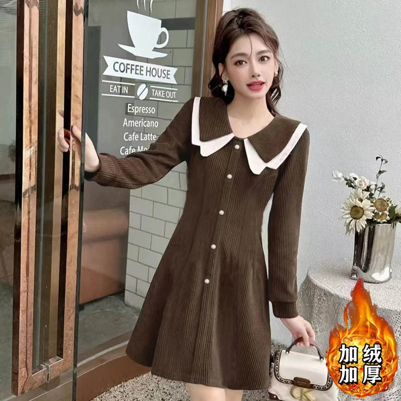 【常规/加绒】法式复古通勤设计感时尚气质温柔显瘦收腰连衣裙6363